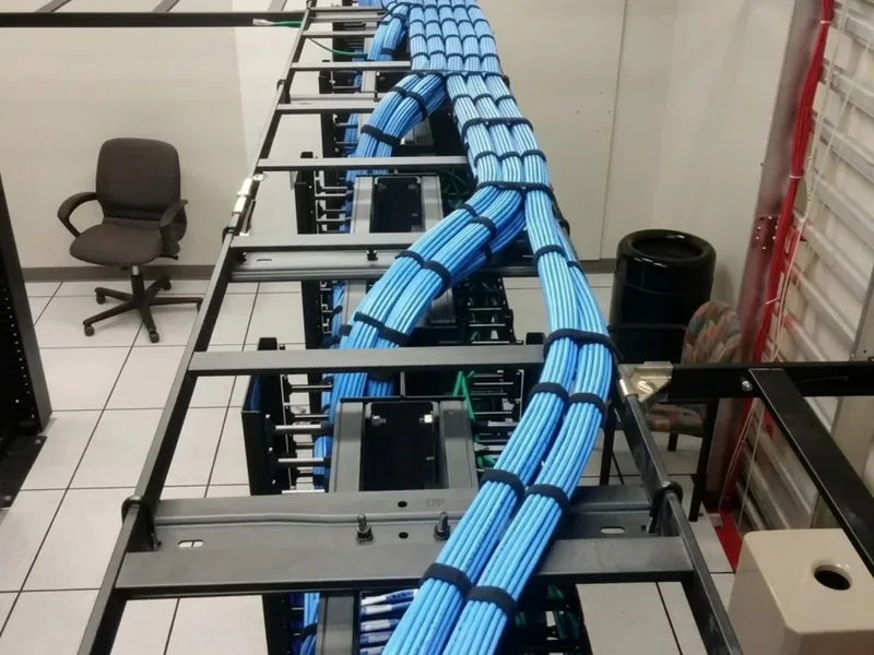Bandeja de cableado en cuarto de comunicaciones
